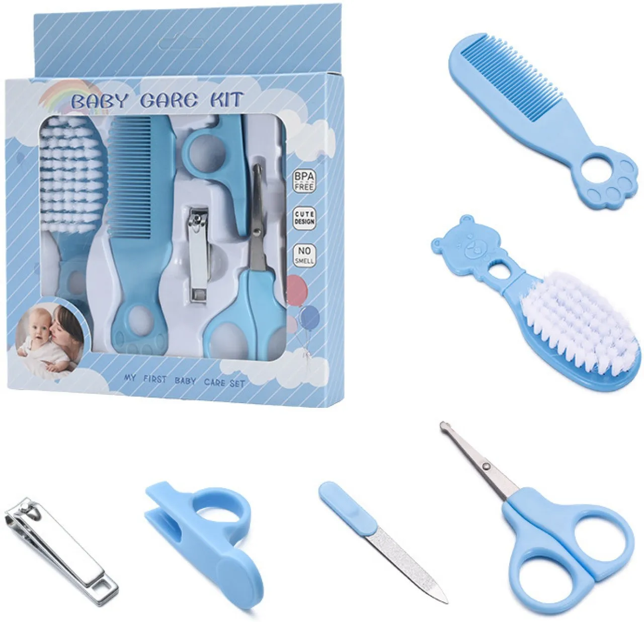 Flycross 10 PCS Baby Grooming Health Care KIT for New Borns and Toddlers (Blue) Ideal for Travellin…