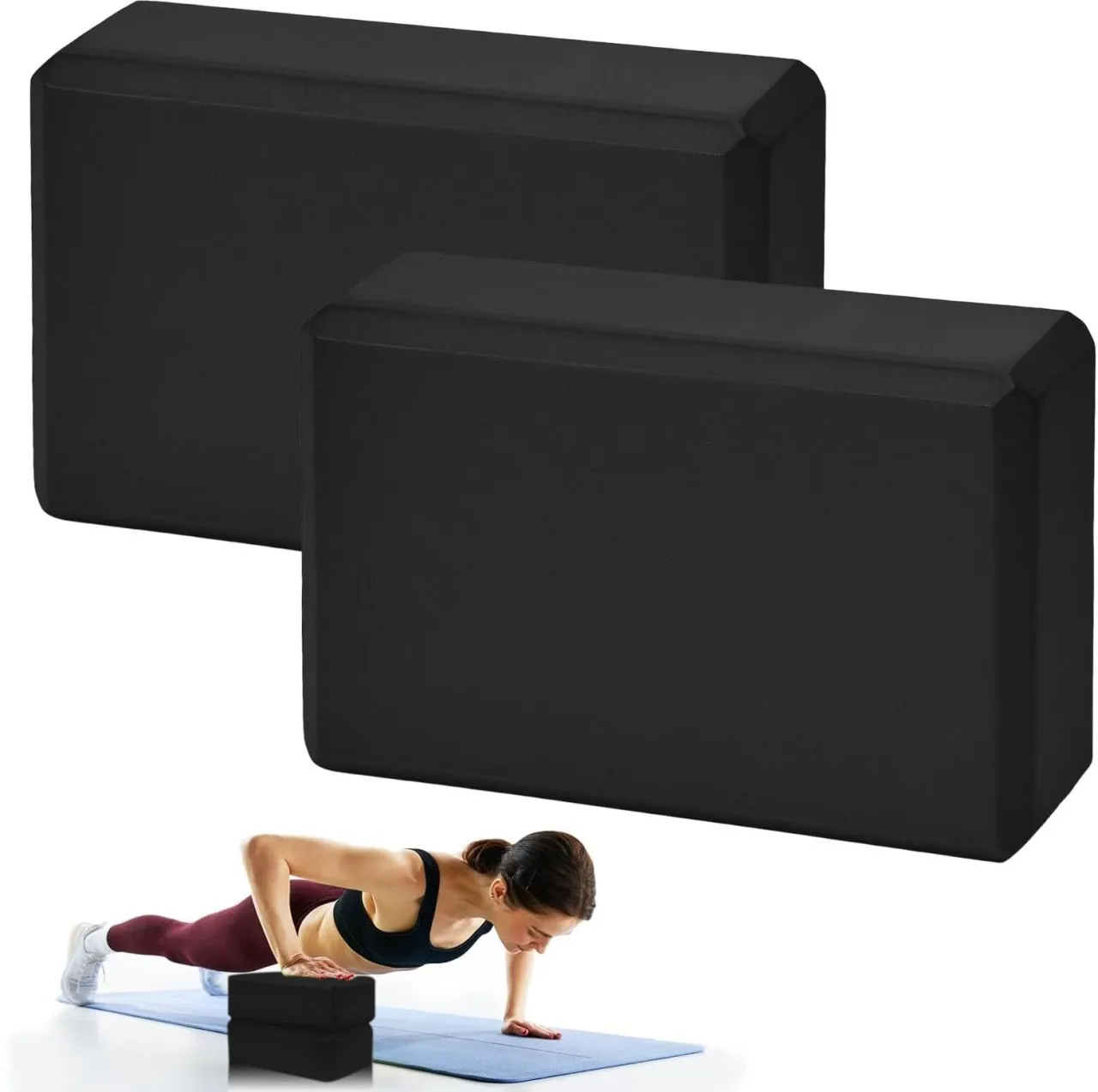 Granty Yoga Blocks Set Gym Bricks, Non-Slip Lightweight Yoga Block, High-Density EVA Foam Yoga Bloc…