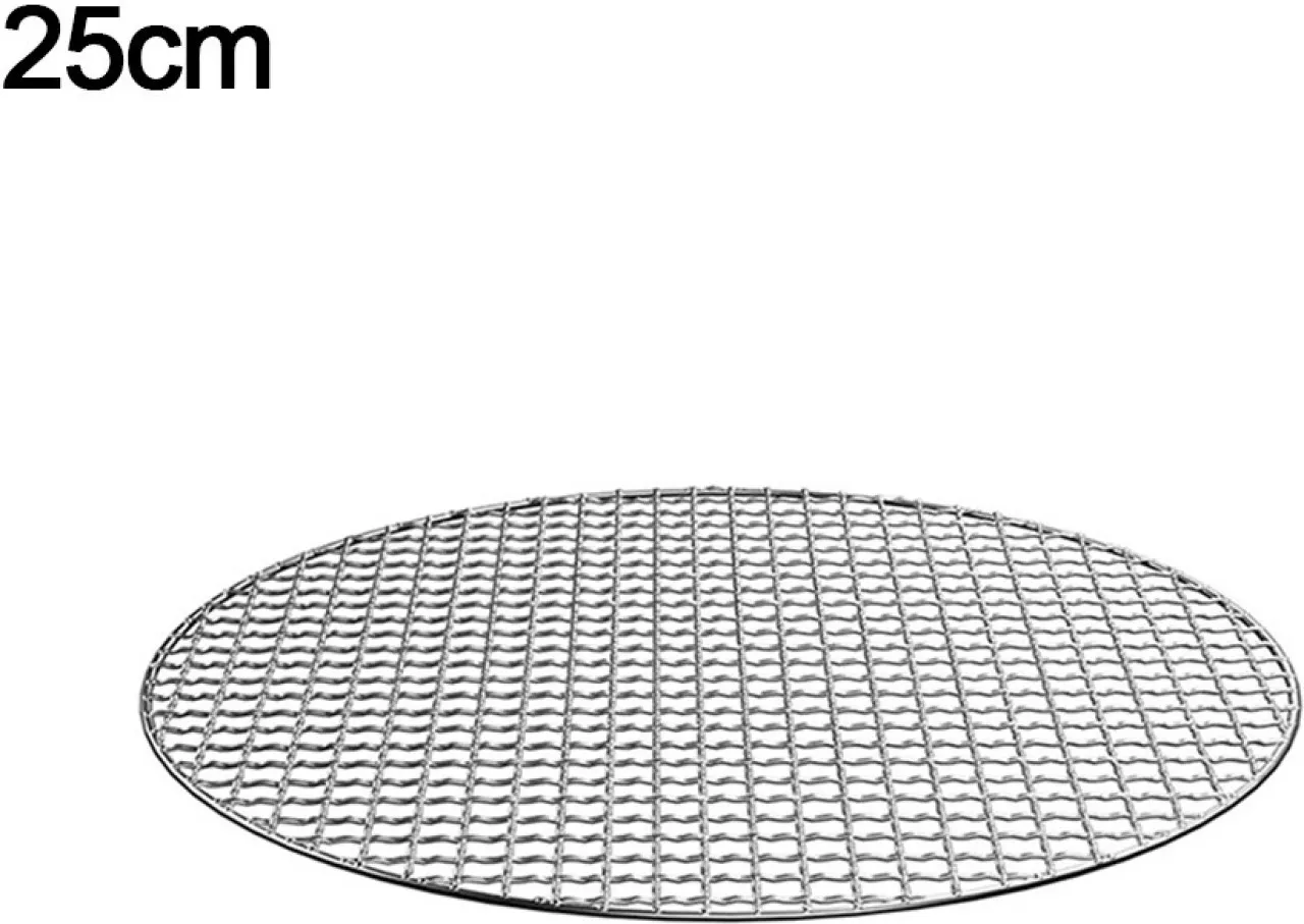Huanix 25cm New Stainless Steel Grill Racks Round Nonstick Grill Net Reusable Roast Grate Net Charc…
