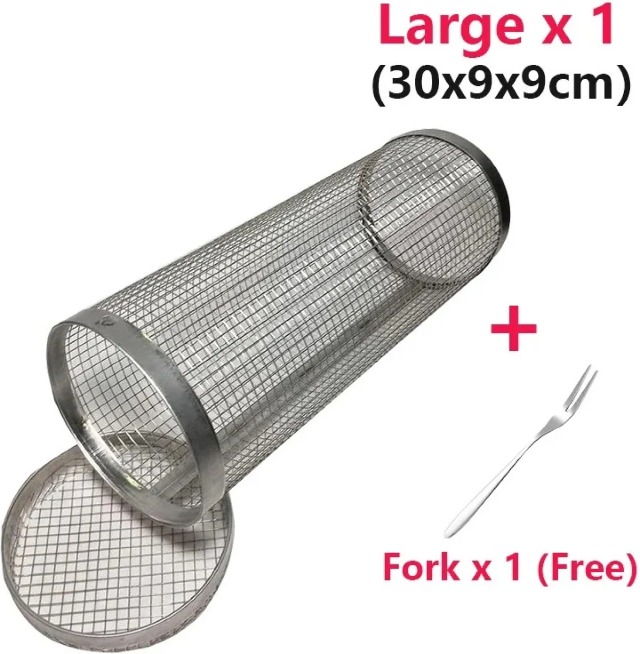 Huanix Large Basket x1 Rolling Bbq Basket- Grilling Basket Ever, Round Stainless Steel Grill Mesh, …