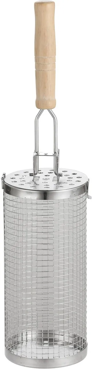 Huanix 20.5cm-with wooden 304 Food Grade Stainless Steel Rolling BBQ Grill Basket 360° Rotatable Gr…