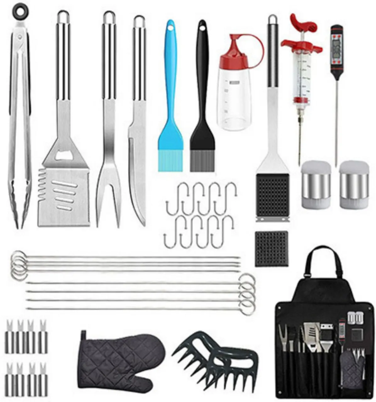 MUST 41Pieces Stainless Steel Grilling Accessories BBQ Tool Kit Charcoal Braai