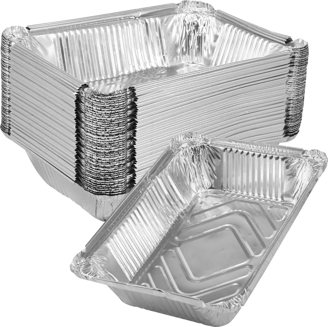 Huanix silver 50pcs 50 Pcs Tin Foil Tray Aluminum Foil Trays Reusable Foil Baking Pans Disposable F…