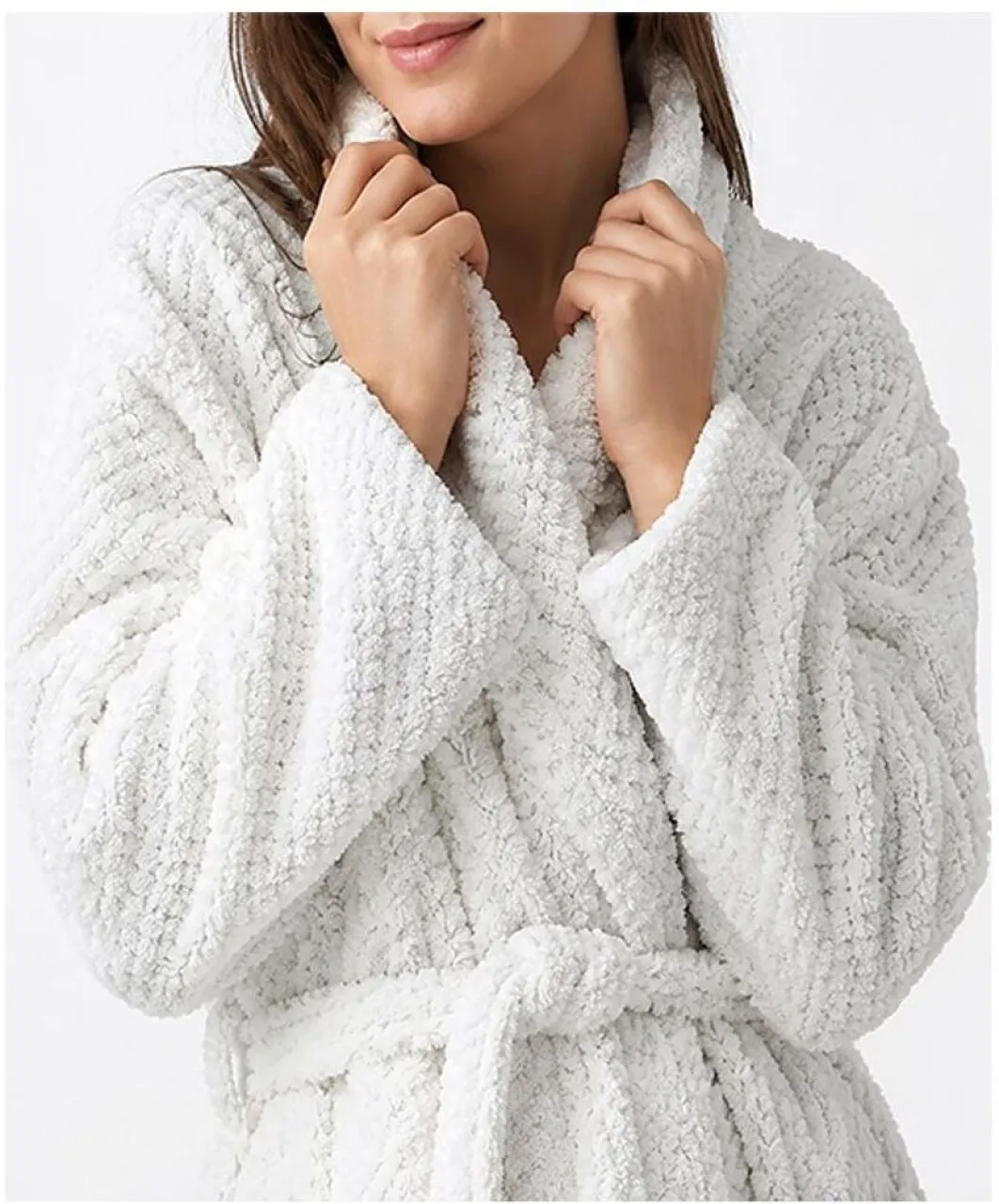 Bunty (58 cm x 120 cm) Bathrobe Terry Shawl Collar Popcorn Cotton Bath Towel