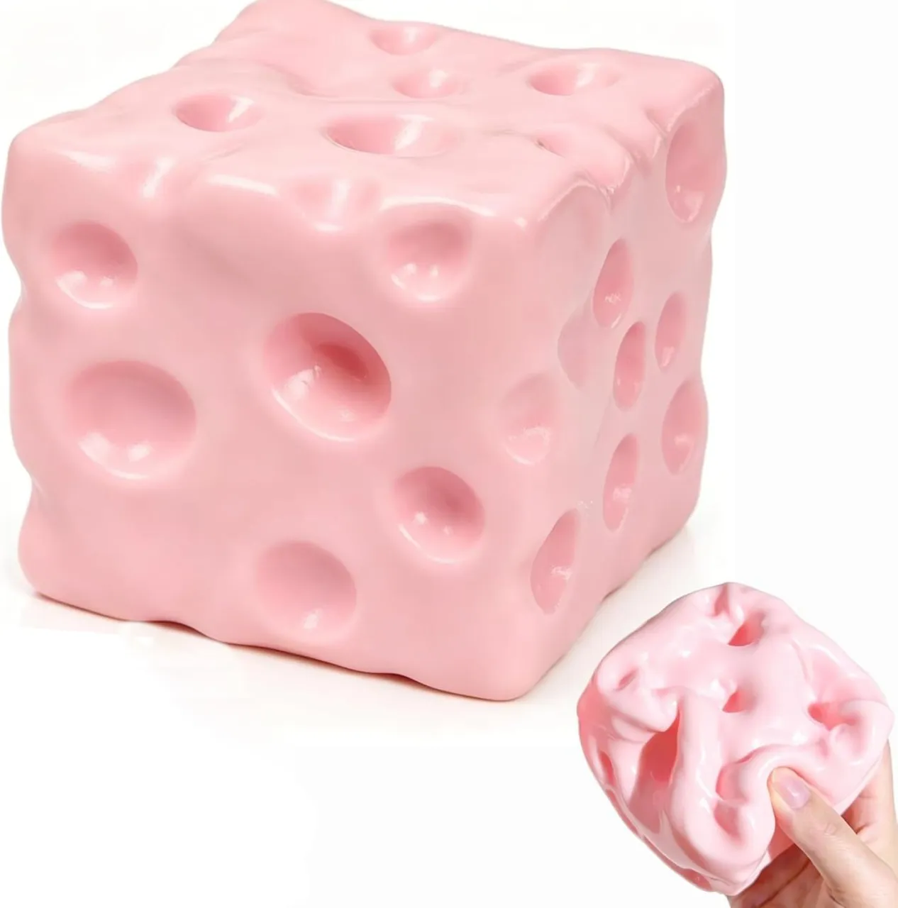 Tidecus Pink Cheese Squishy, Squeeze Soft Cheese Luck Squishy Skin Slow Rising Sensory Stress & Anx…