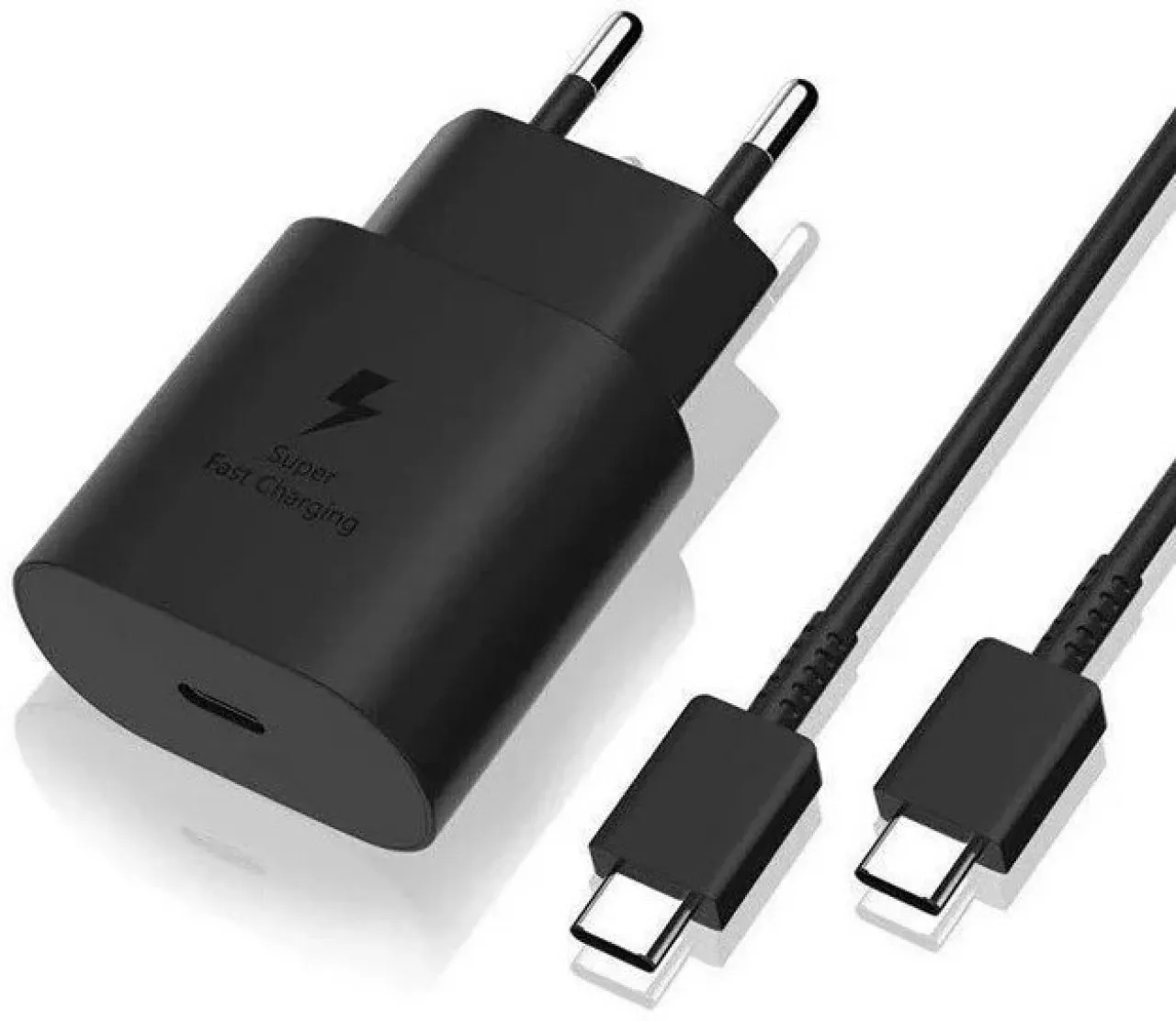 Ezra Super Fast Charging 25w TypeC Black Plug Set 3 A Mobile Charger with Detachable Cable