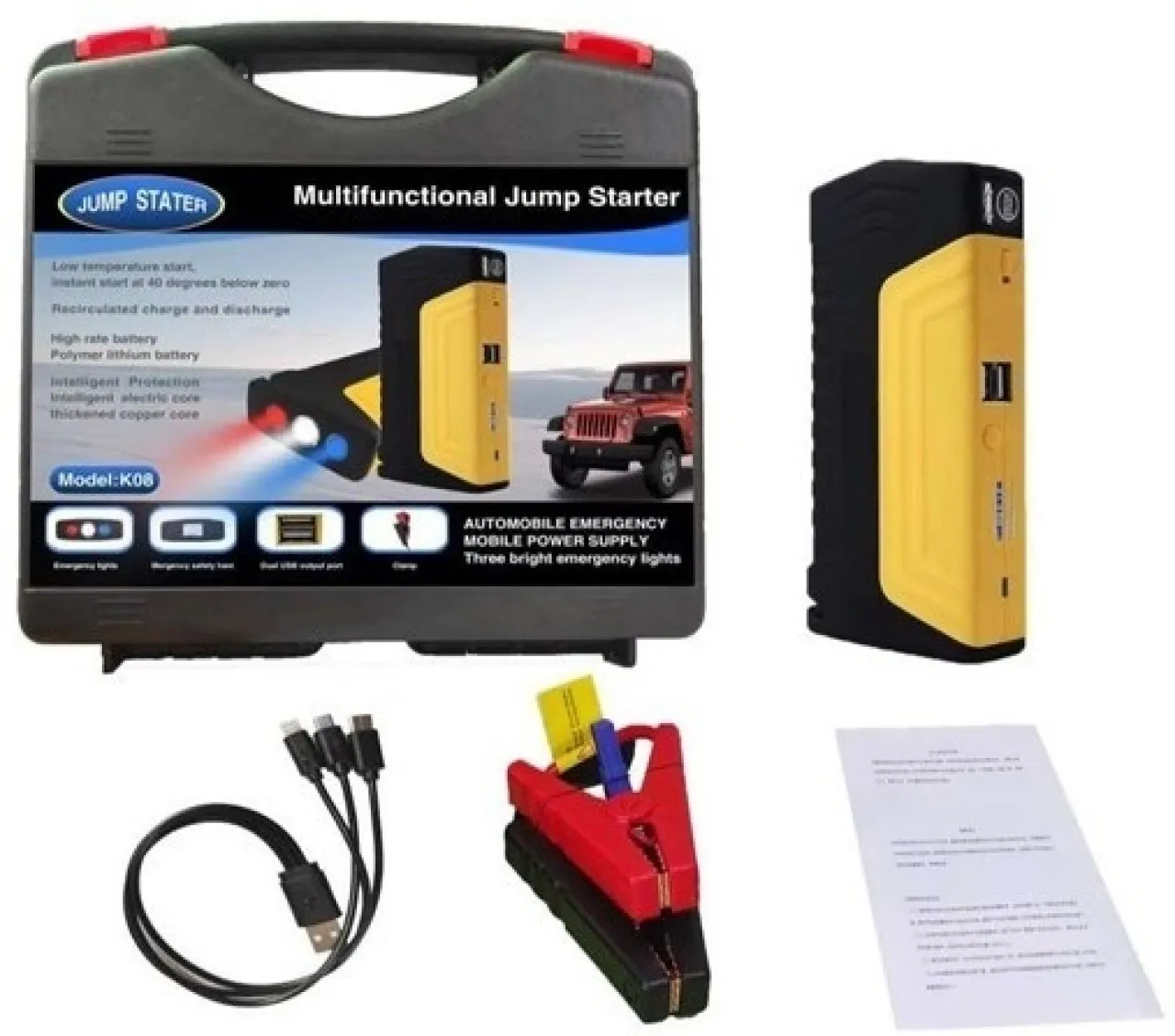 Generic 241030-2 6000HA Strong Performance Instant Jump Starter Kit K08 Battery Jumper Kit