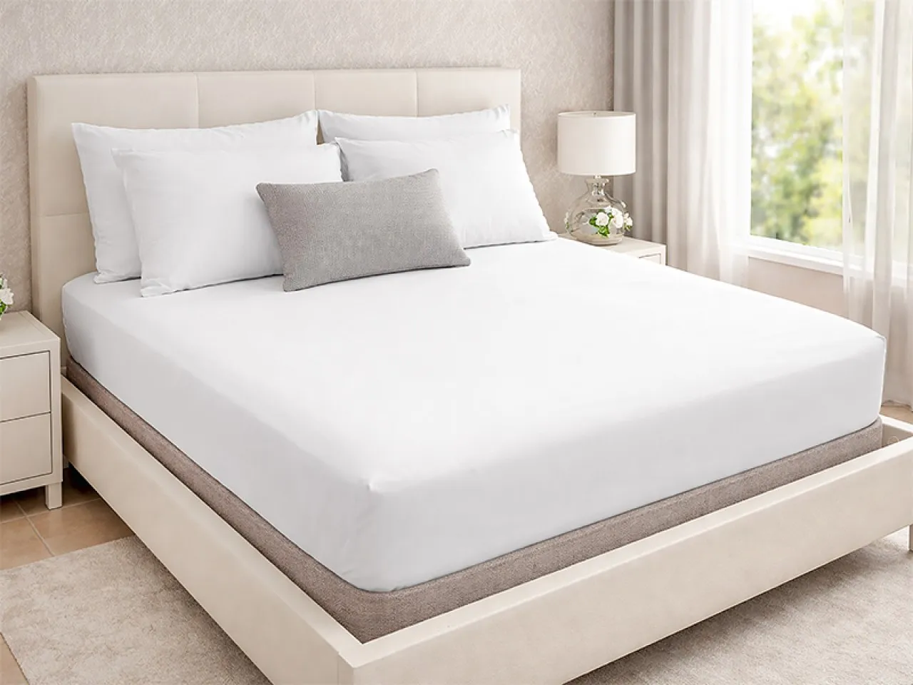 Rey's Fine Linen Egyptian Collection -Queen XL 400 TC Cotton Queen XL Size Fitted Bedsheet