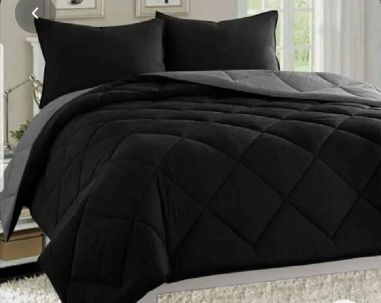 SMTE 5 Piece Light weight Reversible Comforter Grey and Black - Queen 300 TC Polyester Queen Size F…