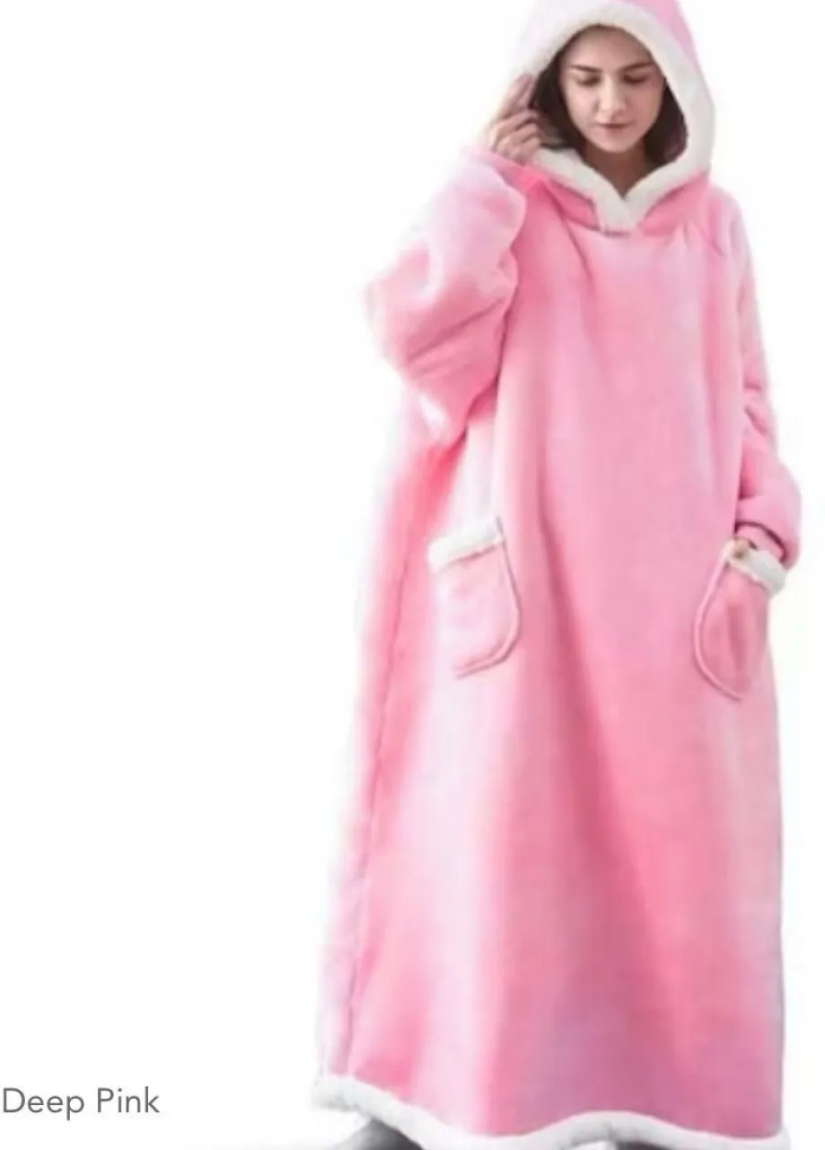 GENERIC (25 cm x 30 cm) Winter Warm TV Blanket with Sleeves Big Pocket Fleece Family Sherpa Hoodies…