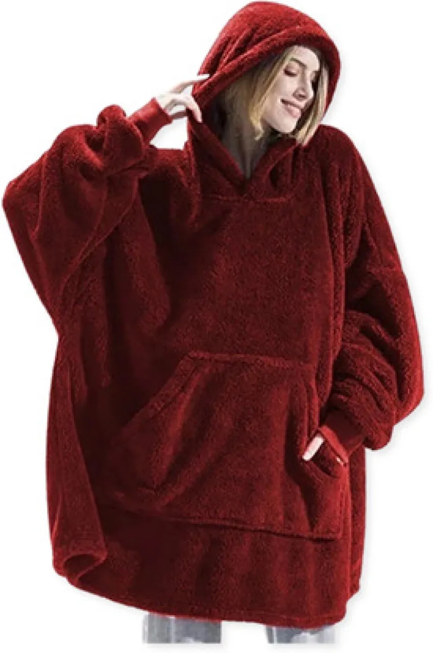 Zzztrade (3 cm x 18 cm) Winter Oversized Fleece Hooded Blanket (Wearable Blanket)