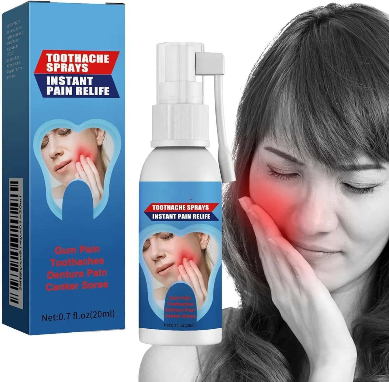 Bloo Tooth Pain Relief for Adults Spray,Treatment Tooth Ache Nerve Pain Medicine,Quicklynumbs Nerve…