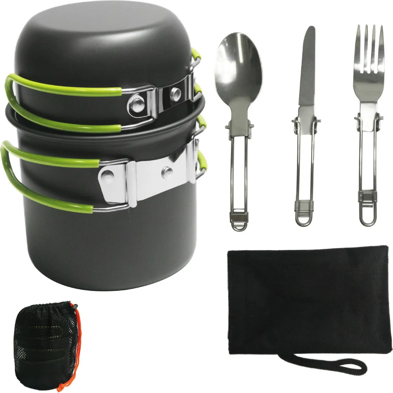 Lingfeng Camping Cookware Kit Backpacking, Forks Knives Spoons for Hiking, Camping, Outdoor Cooking…