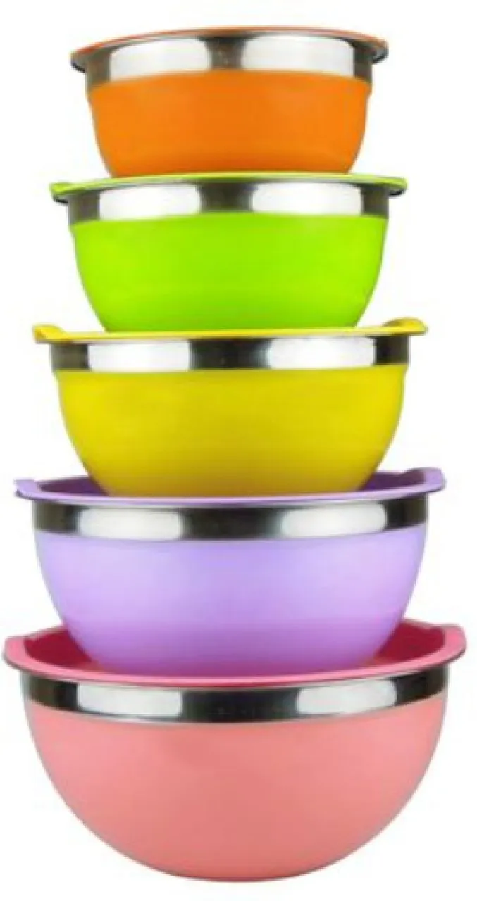Juchu Stainless Steel Mixing, Storage and Salad Bowls with Silicone Covers Stainless Steel, Silicon…