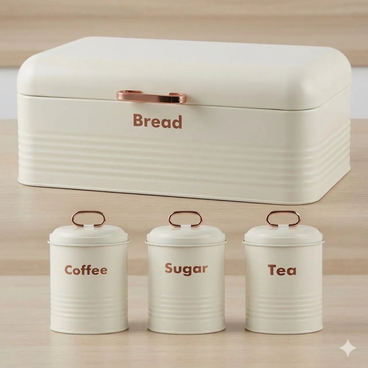 Totaly 4-Piece Breadbin and Canister Tin Set Combo Stainless Steel Bread Basket