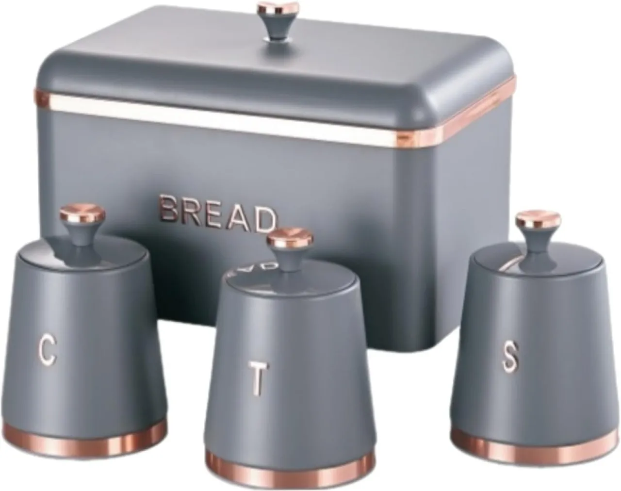 PrimePickSA Metropolitan Kitchen Canister Set Stainless Steel Bread Basket