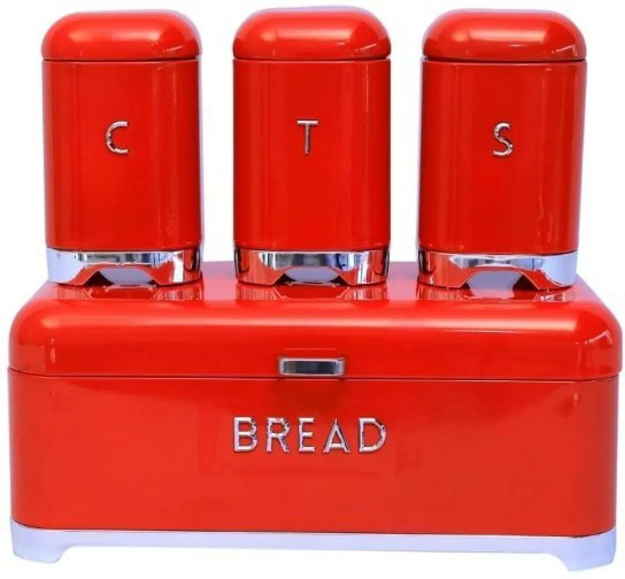 SMTE GB Royal Tea Coffee Sugar and Bread Bin Set Plastic Bread Basket