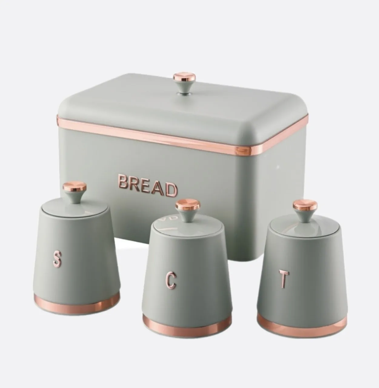 Bread bin and Matching Caniser set I&S Stainless Steel Bread Basket