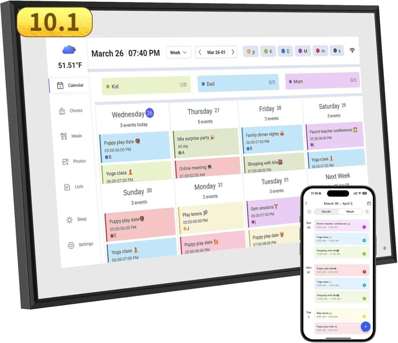 Flycross 10.1 Inch Smart Digital Calendar & Chore Chart 1 Digital Calendar Calendar