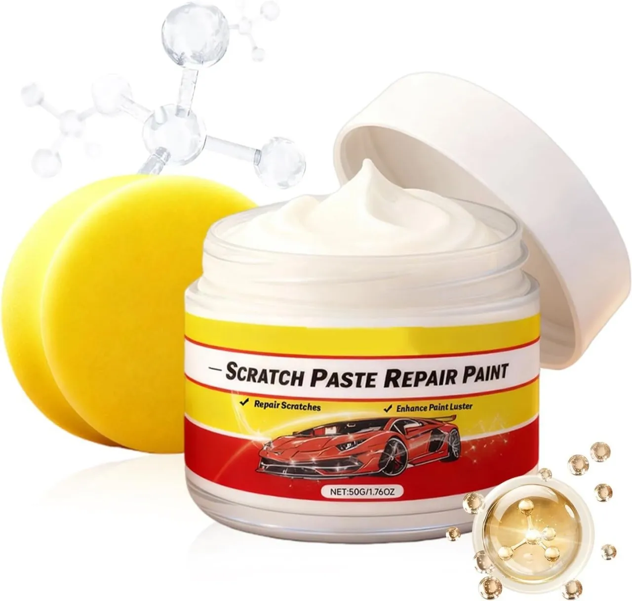 SHIJIN Car Scratch Repair - 50g Auto Paint Paste, Sponge Detailing Gear with Grip, Exterior Shine P…