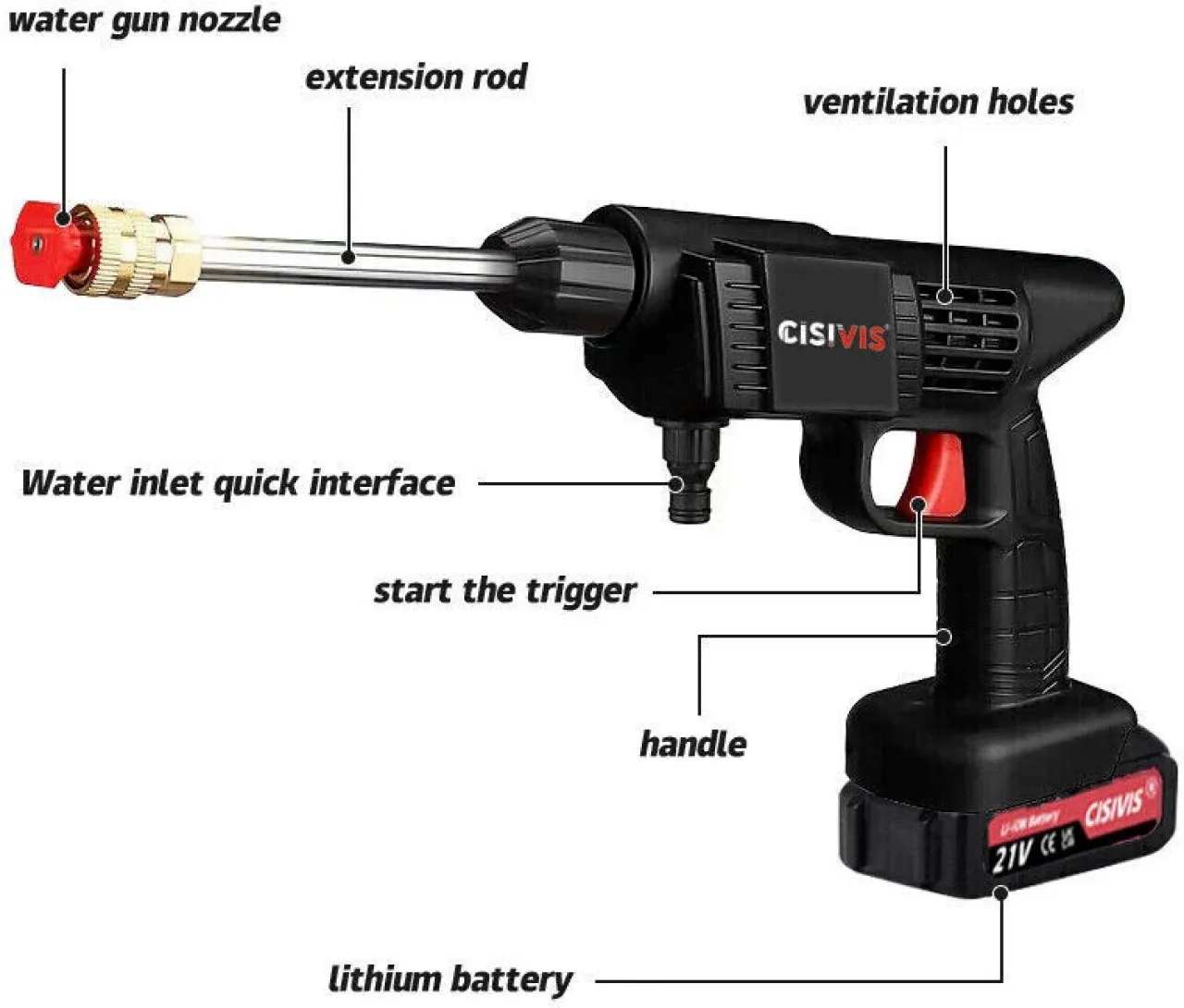 LocateLuxe Portable Cordless Car High Pressure Washer Jet Water Wash Cleaner Gun+2 Battery Pressure…