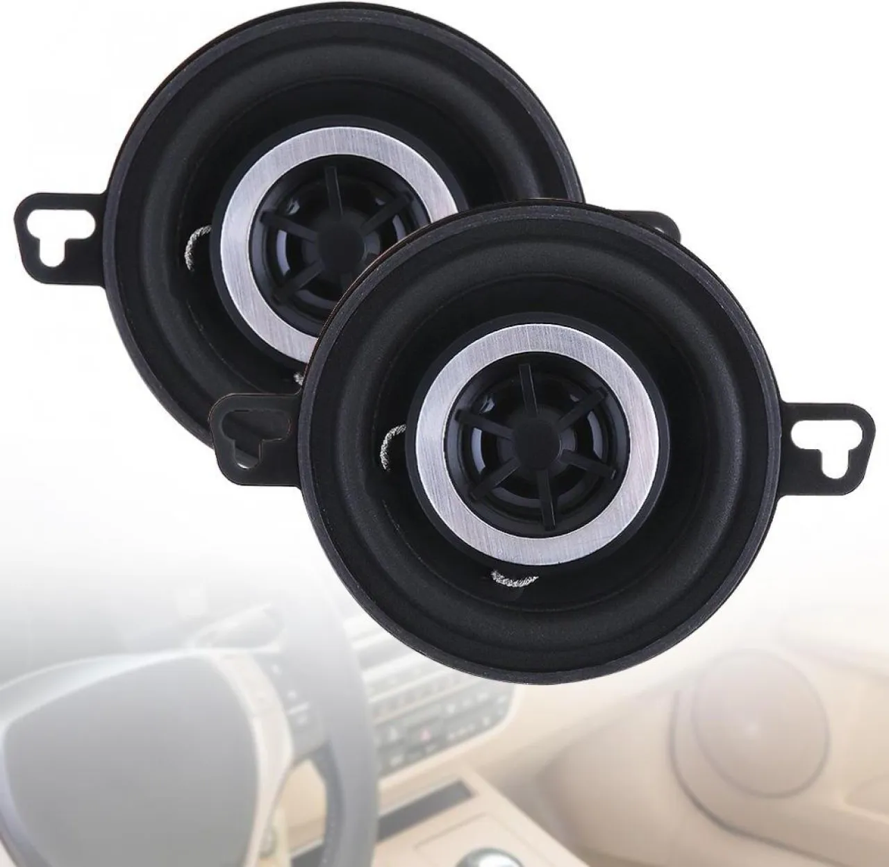 Huanix 1 Pair 3.5 Inch 12V 200W Universal Car Horn Speakers With Coaxial Type And Full Frequency Fo…