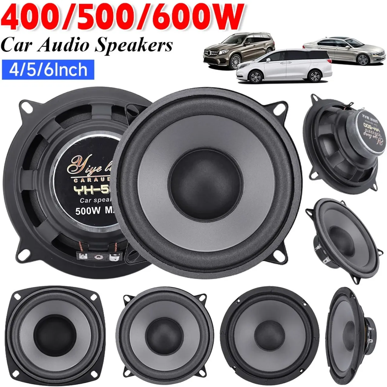 Huanix 4 inch Car Speakers 400-600W 2-Way Vehicle Door Audio Music Stereo Subwoofer Full Range Freq…