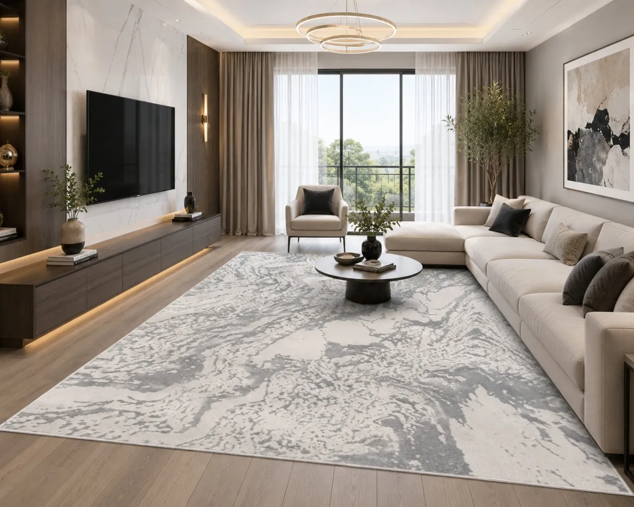 QH Silver Mist Marble (Area Rug) Polypropylene Rectangle Shape