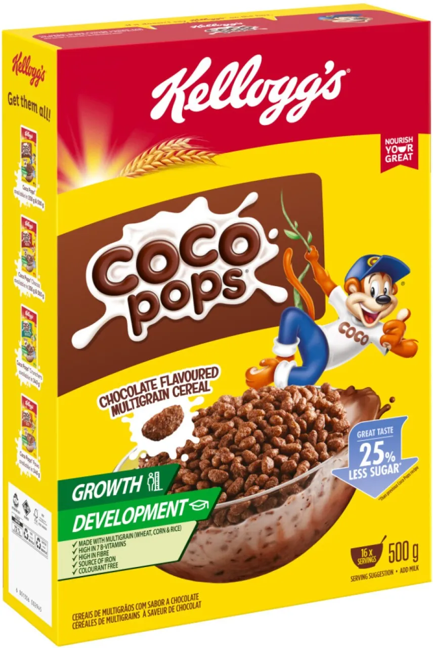 Kellog's Coco Pops Chocolate Flavoured Multigrain Cereal Box