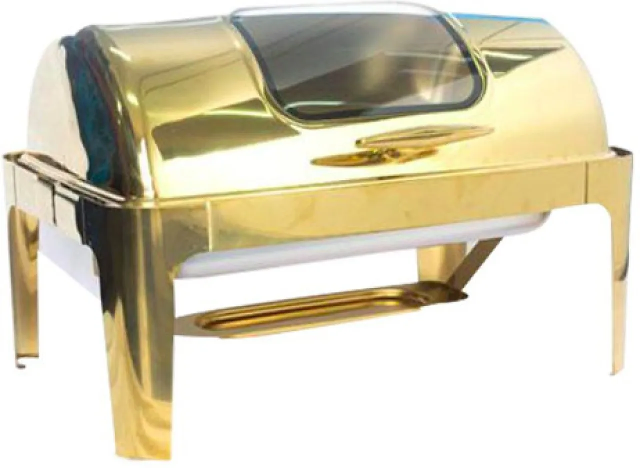 Online Oasis Rectangular Chafing Dish with Window - Gold 20 quart Single Pan