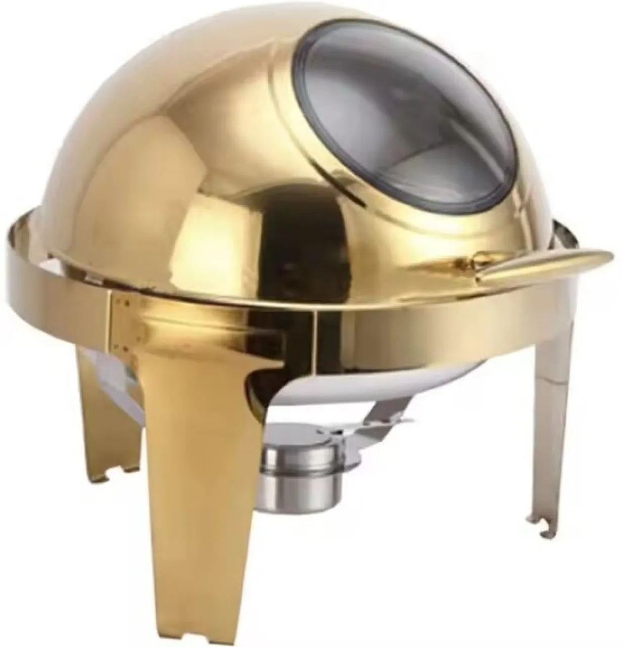 Online Oasis Roll Top Chafing Dish Round with Window - Gold 9 l Single Pan