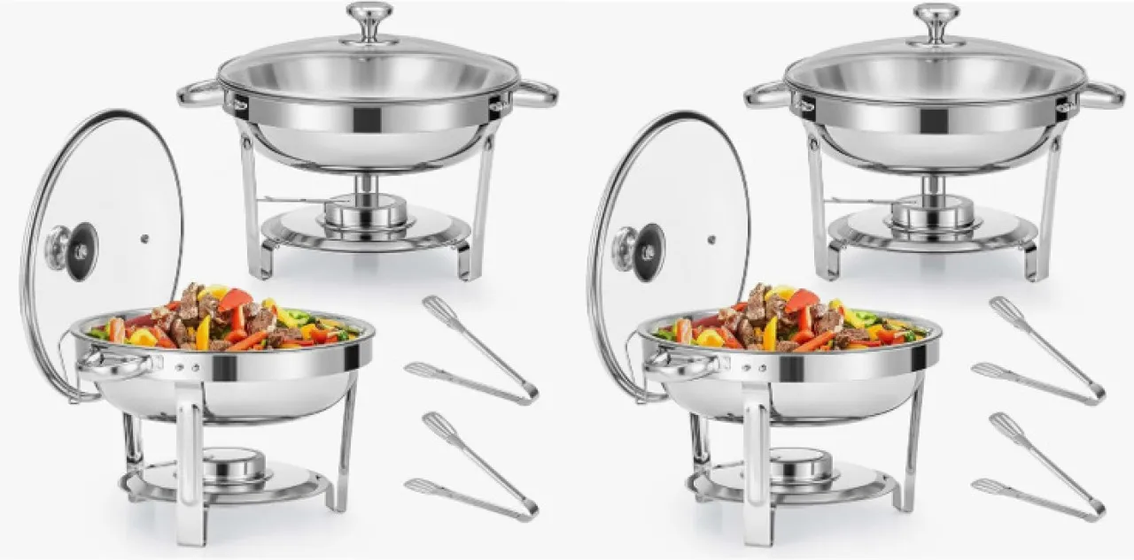 EverythingMART 4x 5L Chafing Dishes With Glass Lid 5 l Single Pan
