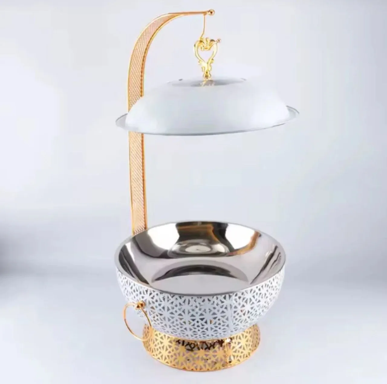 Premium 8L White Chafing Dish with Gold Base 8 l Single Pan
