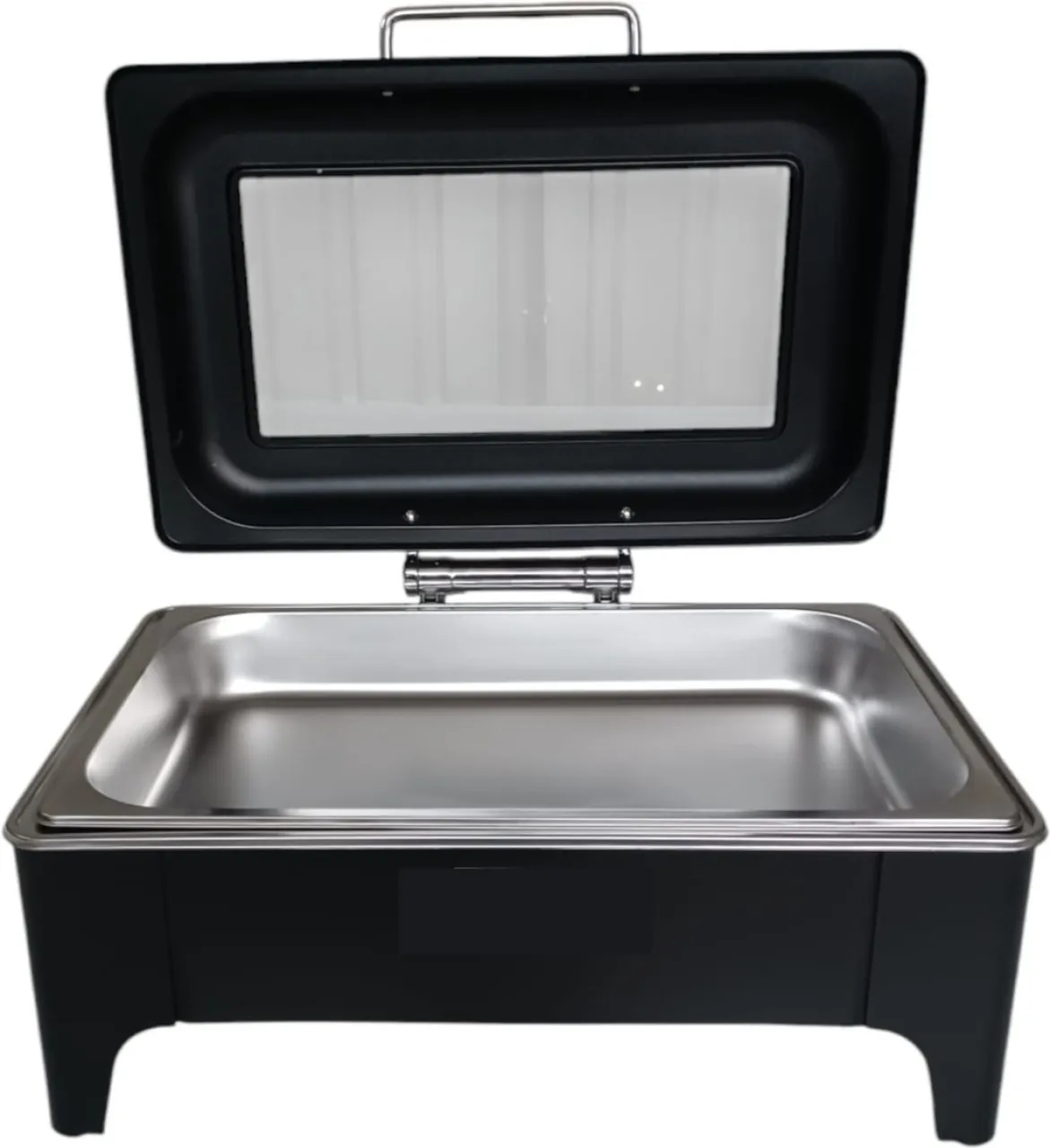 SMTE 3003 Black Slow Down Chafing Dish with Glass Lid - Stainless Steel 9L 9 l Single Pan