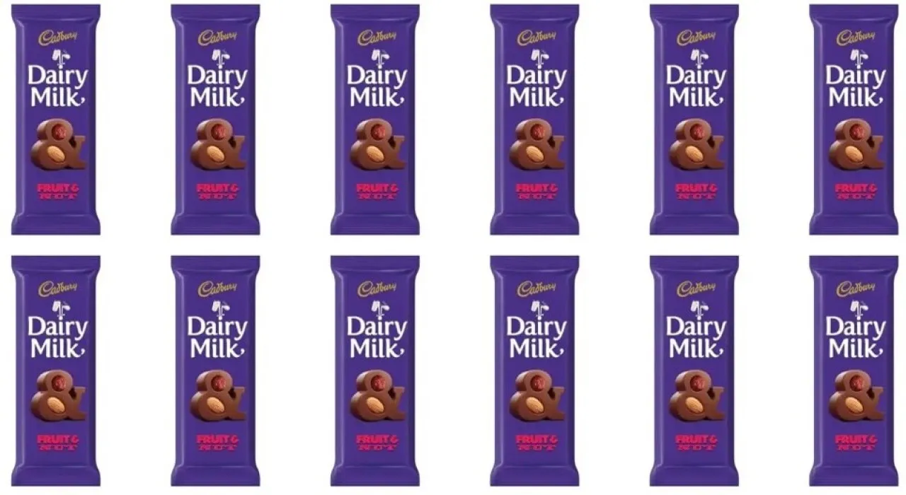 Cadbury Nut Slab Box – 12 Pack (12 x 80g) Fruit and Nuts Chocolate Bars