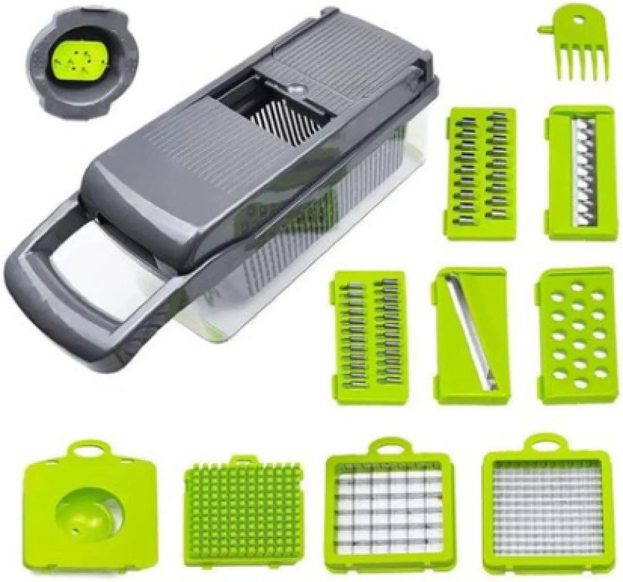 Generic 14 Piece Multifunctional Veggie Slicer Electric Vegetable & Fruit Stainless Steel Slicer