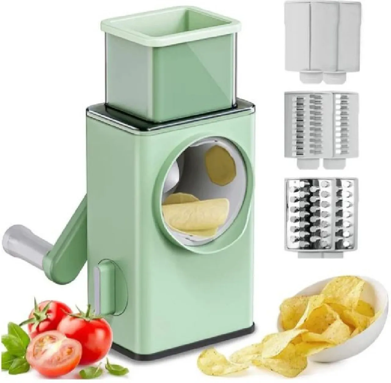 Ashcomonline Manual Rotary Cheese Grater, Vegetable Cutter Aluminium Grater
