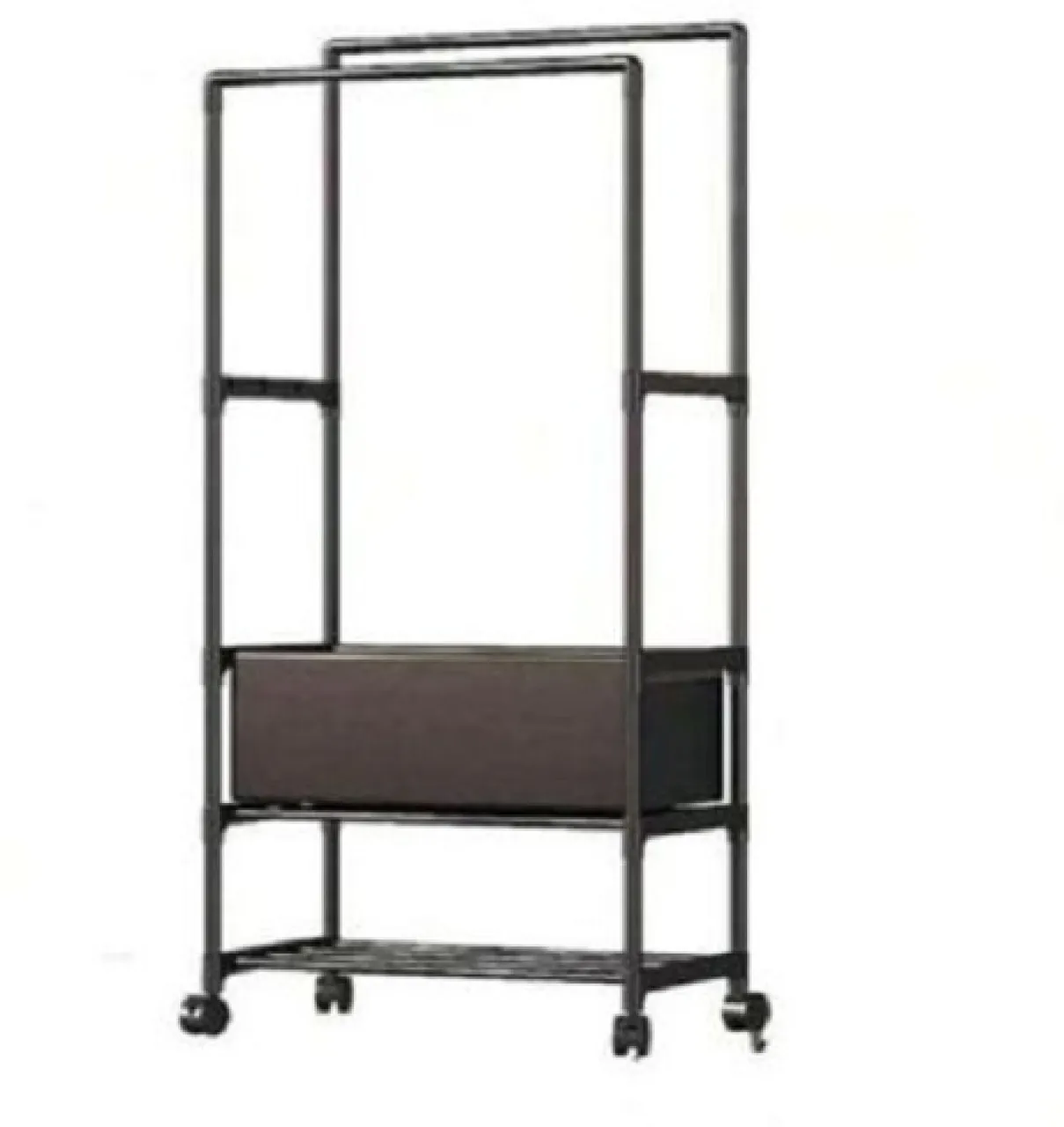 Aero craft Steel Floor Cloth Dryer Stand Black Household Coat Rack on Wheels