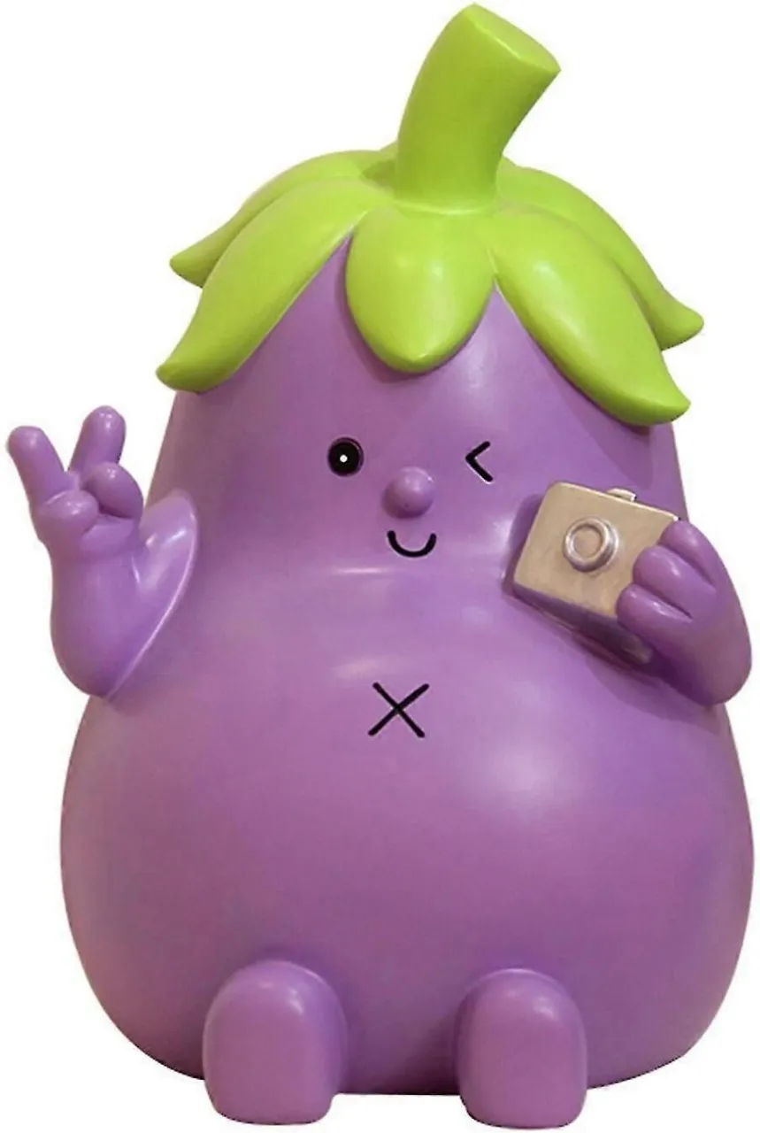 Max Cartoon Eggplant Piggy Bank Ornament Lovely Large Capacity Save Money Storage Box Multifunction…