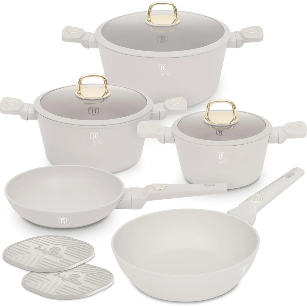 Berlinger Haus Titan Pro Coating Cookware Set - Sahara Non-Stick Coated Aluminium Cookware Set