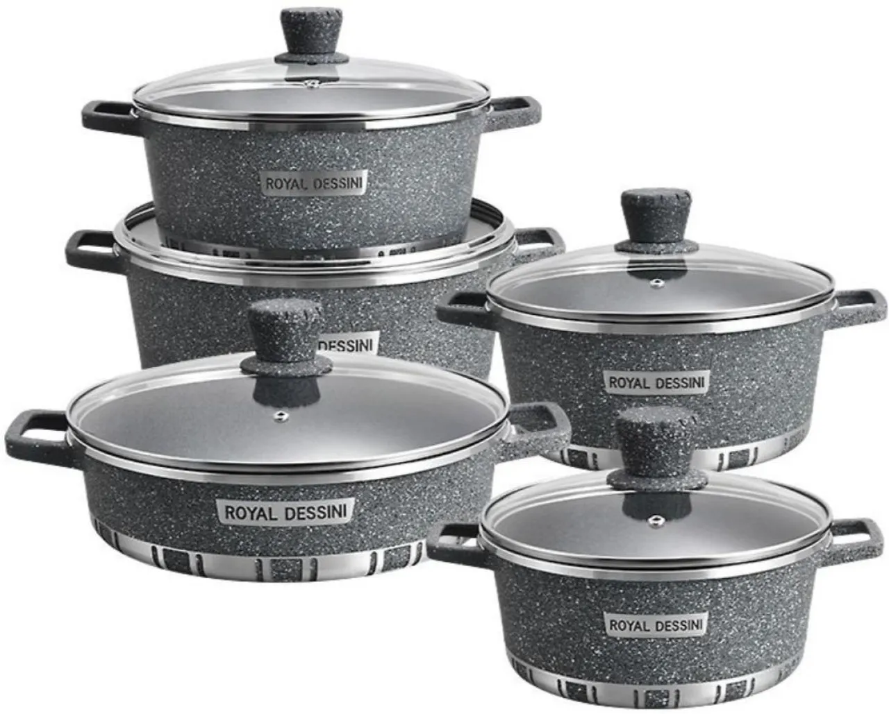ROYAL DESSINI PT-FMM-GRAN-05 Non-Stick Coated Cast Iron Cookware Set