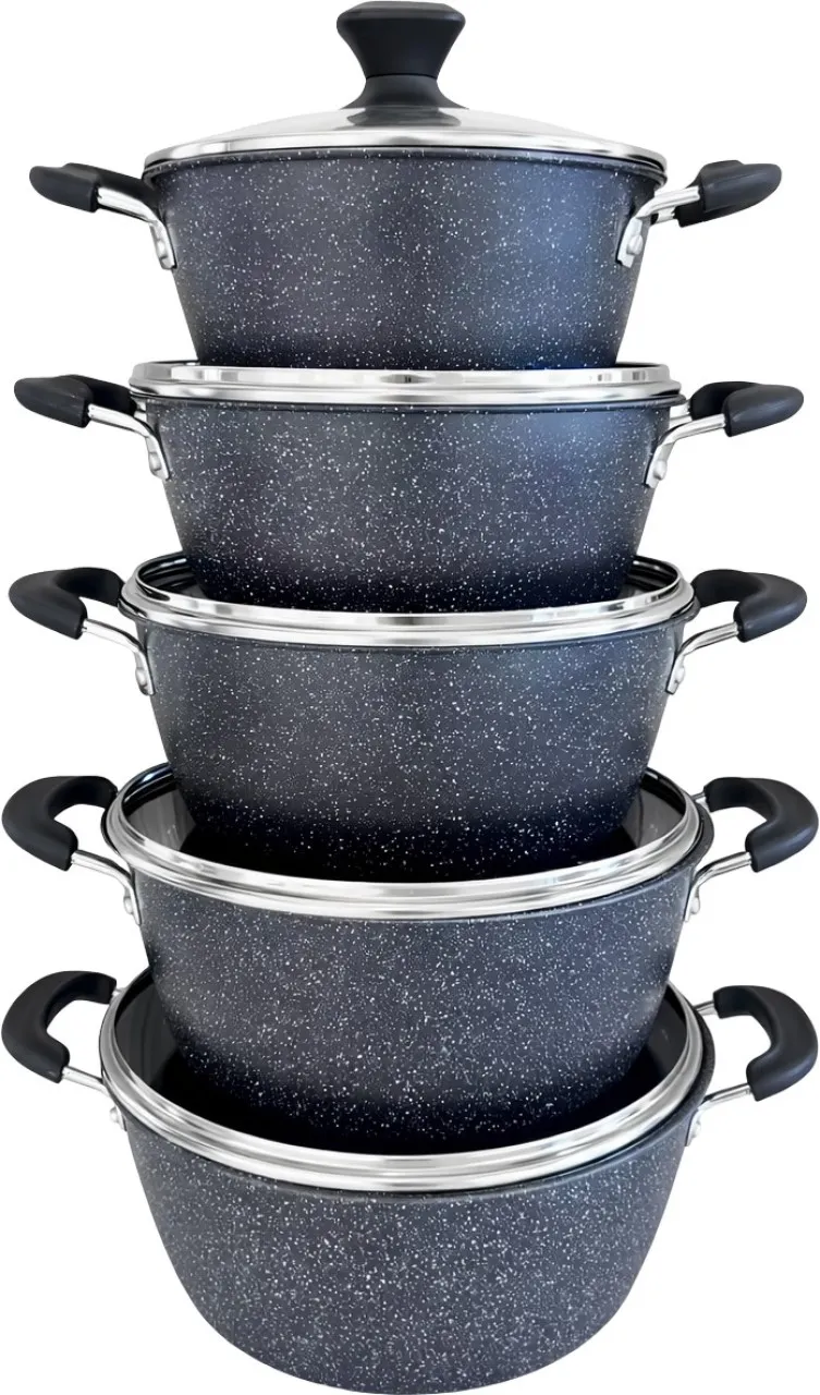Kindoo 10-Piece Non-Stick Granite Cookware Set Non-Stick Coated Iron Cookware Set