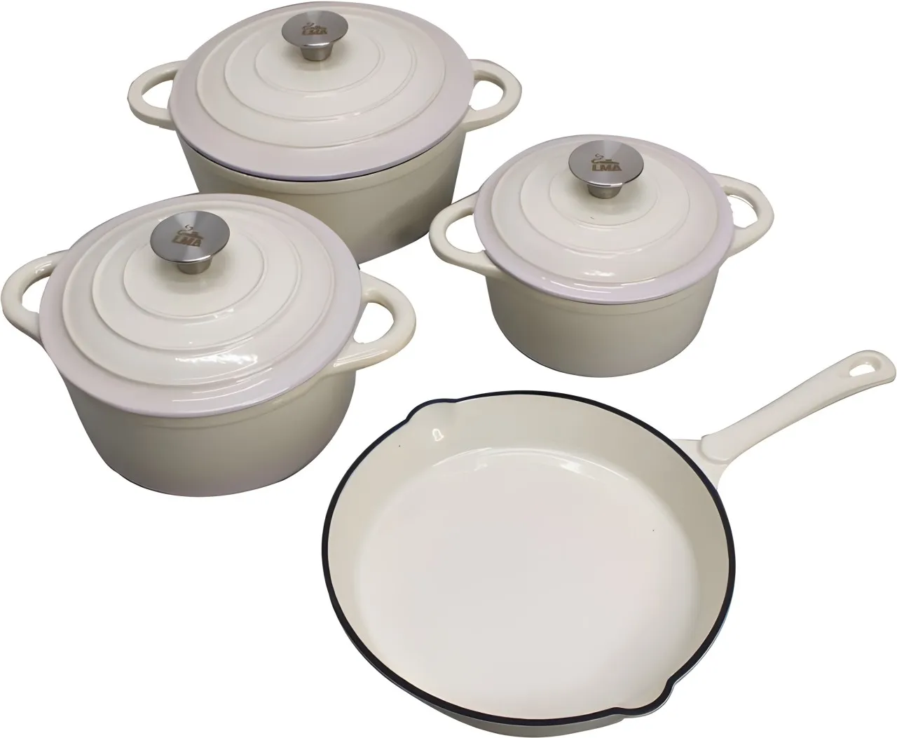 SMTE e New Design Dutch Pot Non-Stick Coated Cast Iron Cookware Set