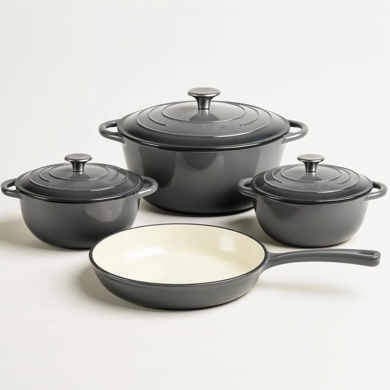 Generic 7-Piece Heavy Weight Cast Iron Cookware Set Pot Set with Lid 1 L capacity
