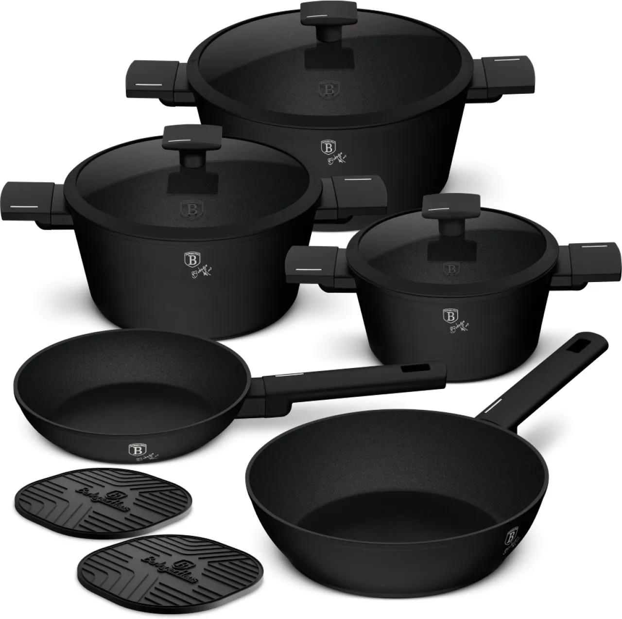 Berlinger Haus Matt Black Non-Stick Coated Aluminium Cookware Set