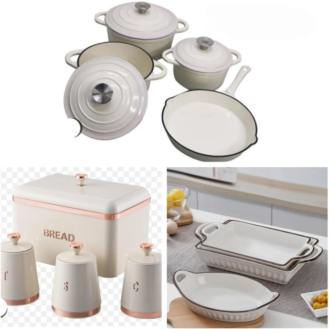 The Green Bliss Boutique 7PIECE CAST IRON POTS, 4PIECE BREAD BIN SET AND 3PIECE OVEN CASSEROLR Non-…