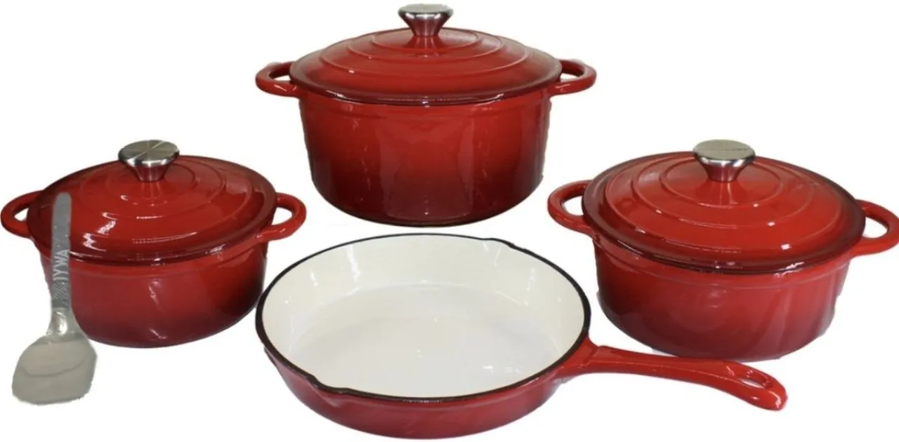 SMTE Cookware Set Non-Stick Coated Cast Iron Cookware Set