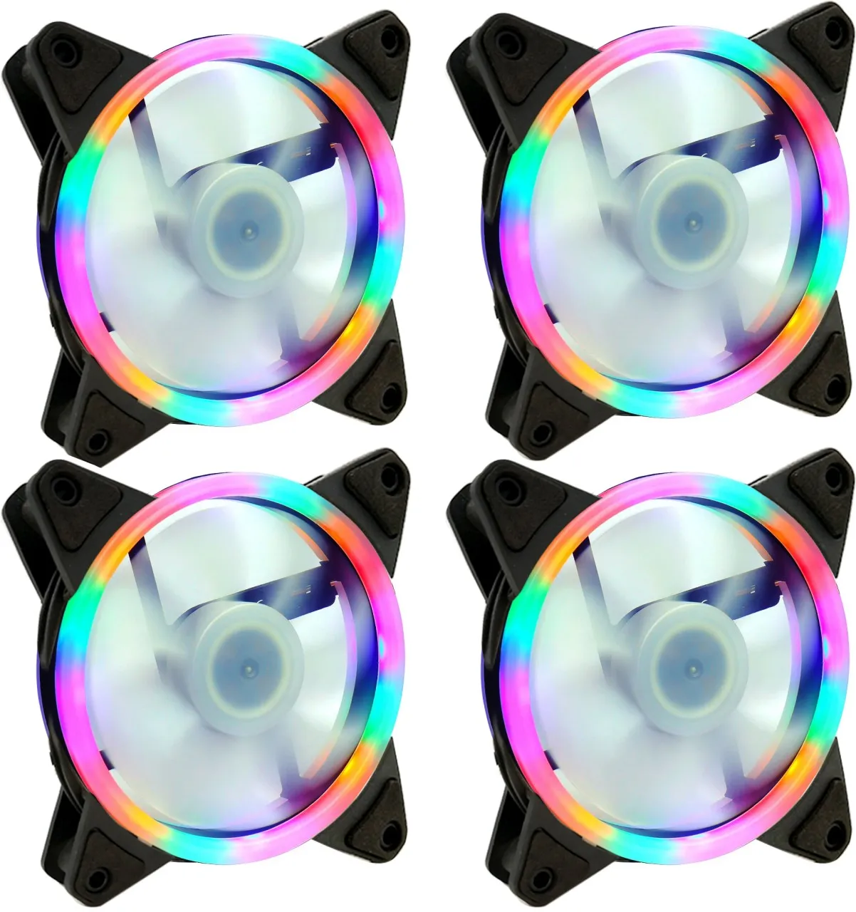 Mix Box 4PCS 12cm 4 Pin Silent Computer Cooling Fan - Rainbow Cooler