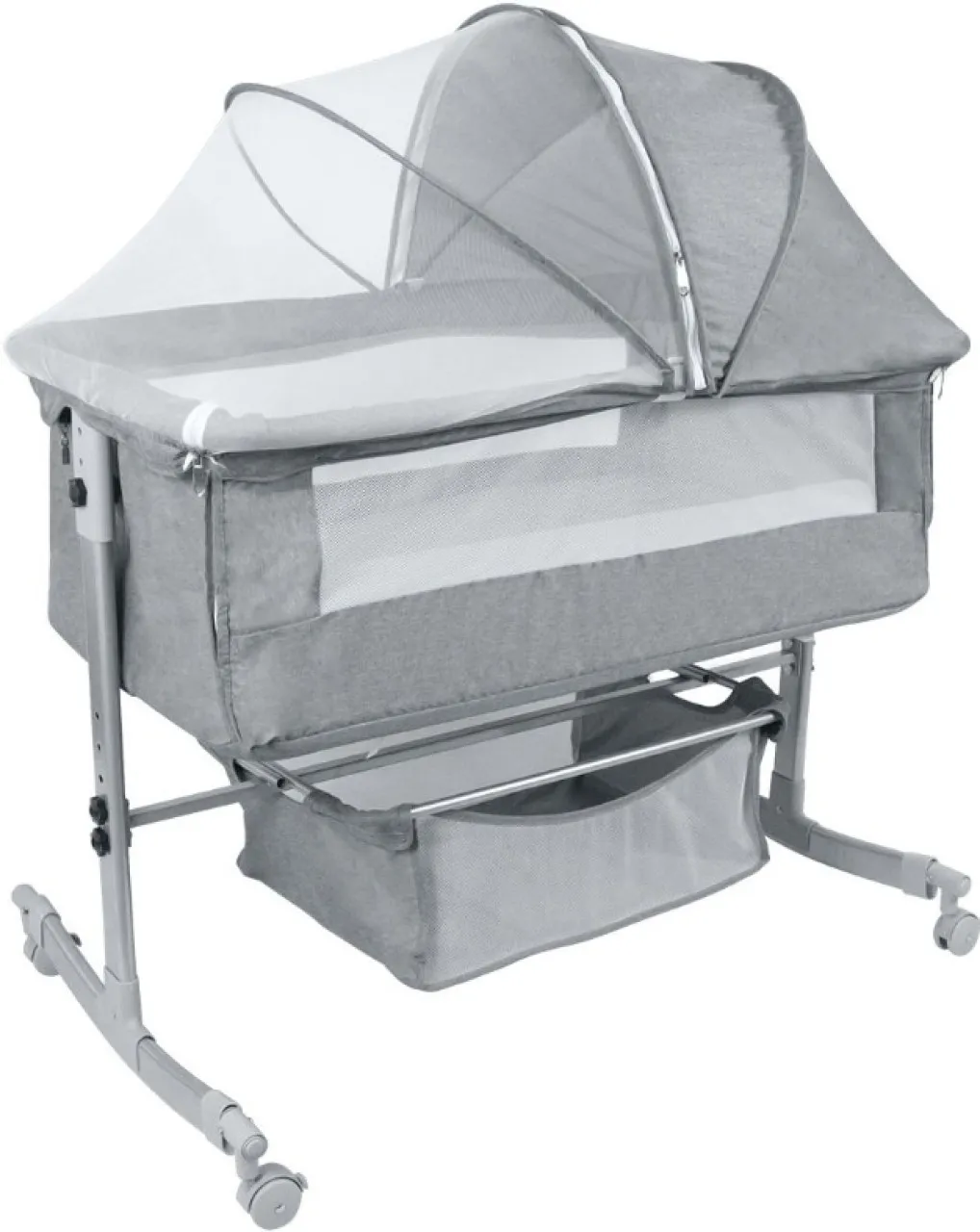 GL Baby Rocker Bassinet Crib & Co-Sleeper with Detachable Mosquito Net, Wheels, Breathable Mesh Sid…
