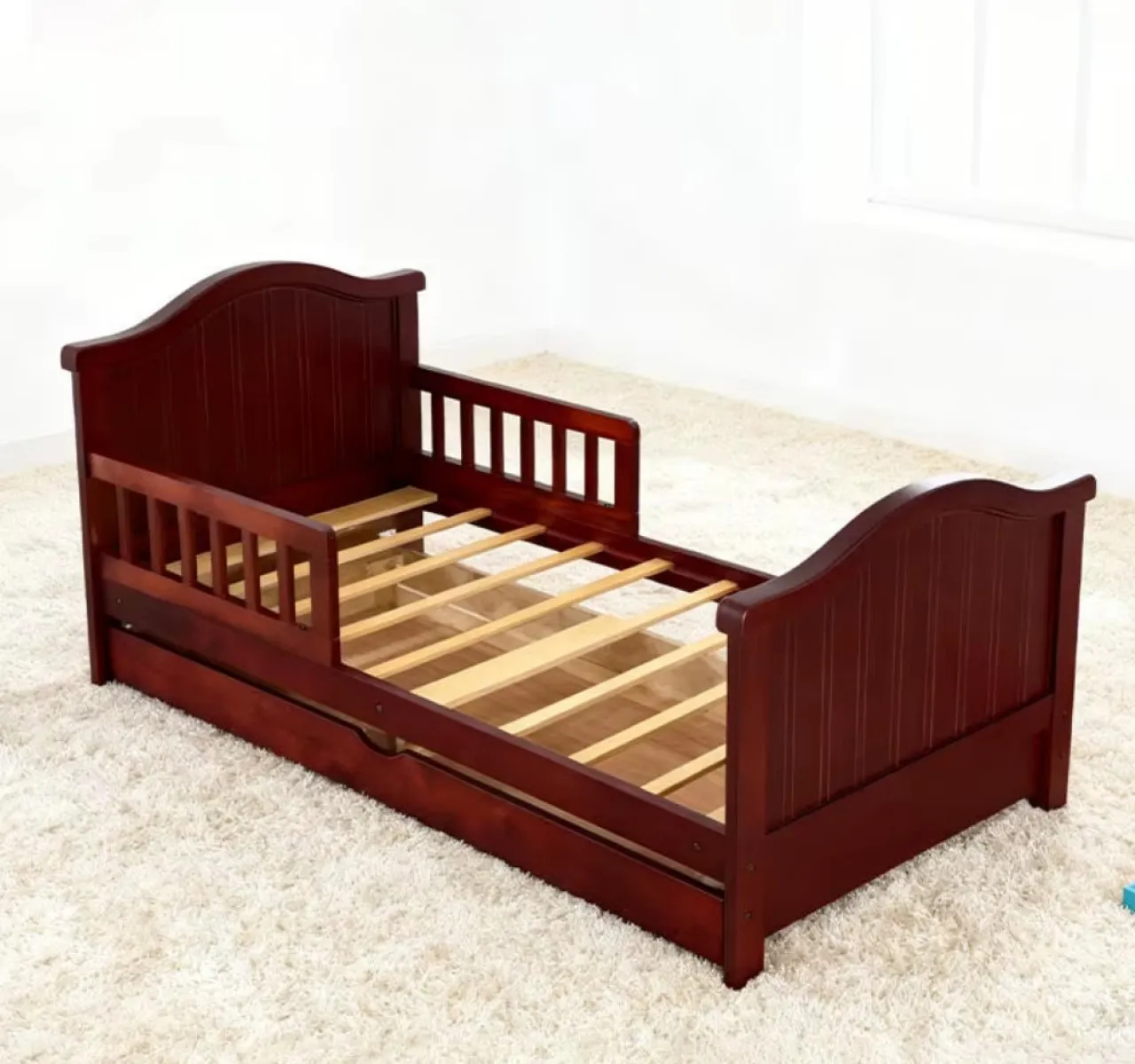 Belecoo Modern 130*70cm Kids Floor Toddler Frame Beds Solid Wood Children Bed with Storage for 3-8 …